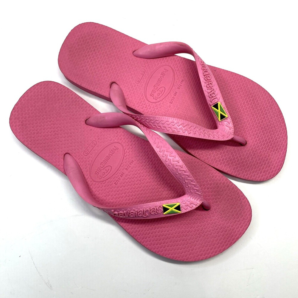 HAVAIANAS Brasil Logo Womens Pink Flip Flops Sandals Size 7/8 EUR 41/42